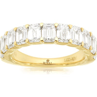 14K Yellow Gold Emerald Cut Lab Grown Diamond Band - 3.50 Carat Total Diamond Weight - Royal Jewelry