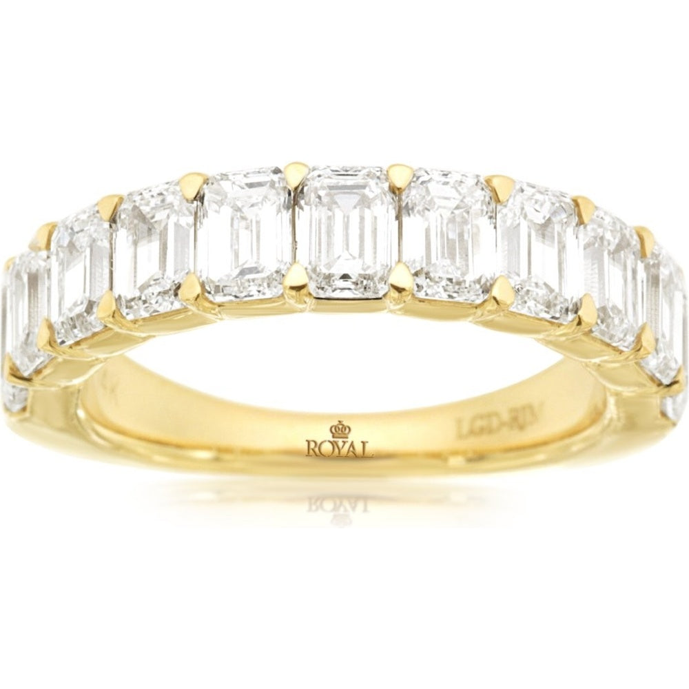 14K Yellow Gold Emerald Cut Lab Grown Diamond Band - 3.50 Carat Total Diamond Weight - Royal Jewelry