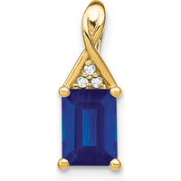 14K Yellow Gold Emerald-Cut Sapphire and Diamond Pendant with 1 Carat Sapphire and 0.006 Carat Total Diamond Weight by Lumare Gioia