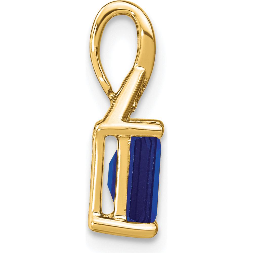 14K Yellow Gold Emerald-Cut Sapphire and Diamond Pendant with 1 Carat Sapphire and 0.006 Carat Total Diamond Weight by Lumare Gioia