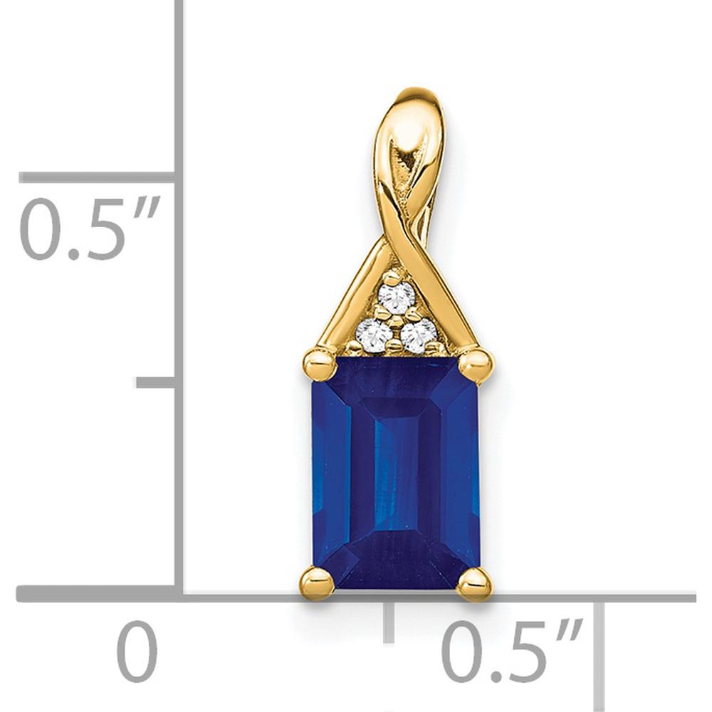 14K Yellow Gold Emerald-Cut Sapphire and Diamond Pendant with 1 Carat Sapphire and 0.006 Carat Total Diamond Weight by Lumare Gioia