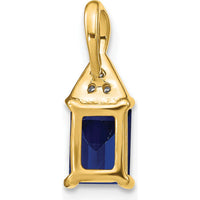 14K Yellow Gold Emerald-Cut Sapphire and Diamond Pendant with 1 Carat Sapphire and 0.006 Carat Total Diamond Weight by Lumare Gioia