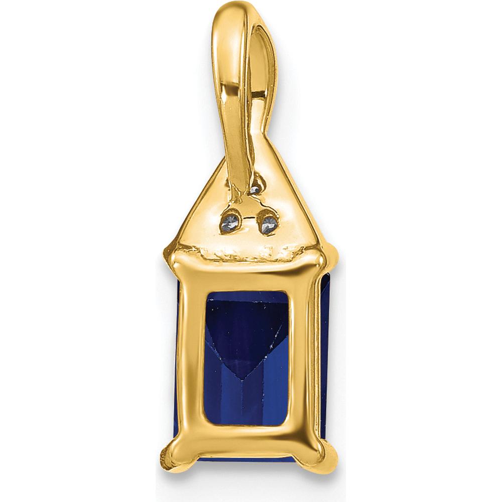 14K Yellow Gold Emerald-Cut Sapphire and Diamond Pendant with 1 Carat Sapphire and 0.006 Carat Total Diamond Weight by Lumare Gioia
