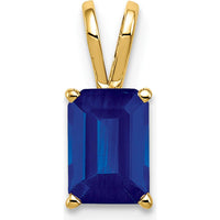 14K Yellow Gold Emerald-Cut Sapphire Pendant - 1.9 Carat Blue Sapphire by Monteluci Fine Jewelry