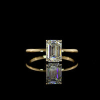 14K Yellow Gold Emerald Cut Solitaire Ring with 1.56 Carat Lab Grown Diamond - IGI Certified E-F VVS2 - Covaloro Fine Jewelry