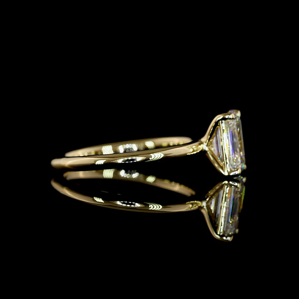 14K Yellow Gold Emerald Cut Solitaire Ring with 1.56 Carat Lab Grown Diamond - IGI Certified E-F VVS2 - Covaloro Fine Jewelry