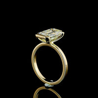 14K Yellow Gold Emerald Cut Solitaire Ring with Half Bezel Setting and 3.55 Carat Lab Diamond (E-F Color, VS1 Clarity) - Covaloro Fine Jewelry