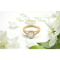 14K Yellow Gold Emerald Cut Split Shank Ring with GIA Certified 1.08 Carats D VVS1 Lab Diamond Center and 0.34 Carats Brilliant Round Lab Diamond Accents - Covaloro Fine Jewelry