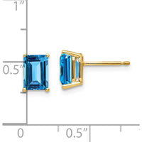 14K Yellow Gold Emerald Cut Swiss Blue Topaz Earrings - 1.3 Carat Total Gemstone Weight by Monteluci Fine Jewelry