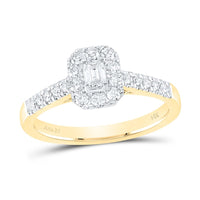 14K Yellow Gold Emerald Diamond Bridal Ring - 1/2 Carat Total Gemstone Weight