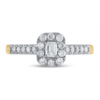 14K Yellow Gold Emerald Diamond Bridal Ring - 1/2 Carat Total Gemstone Weight