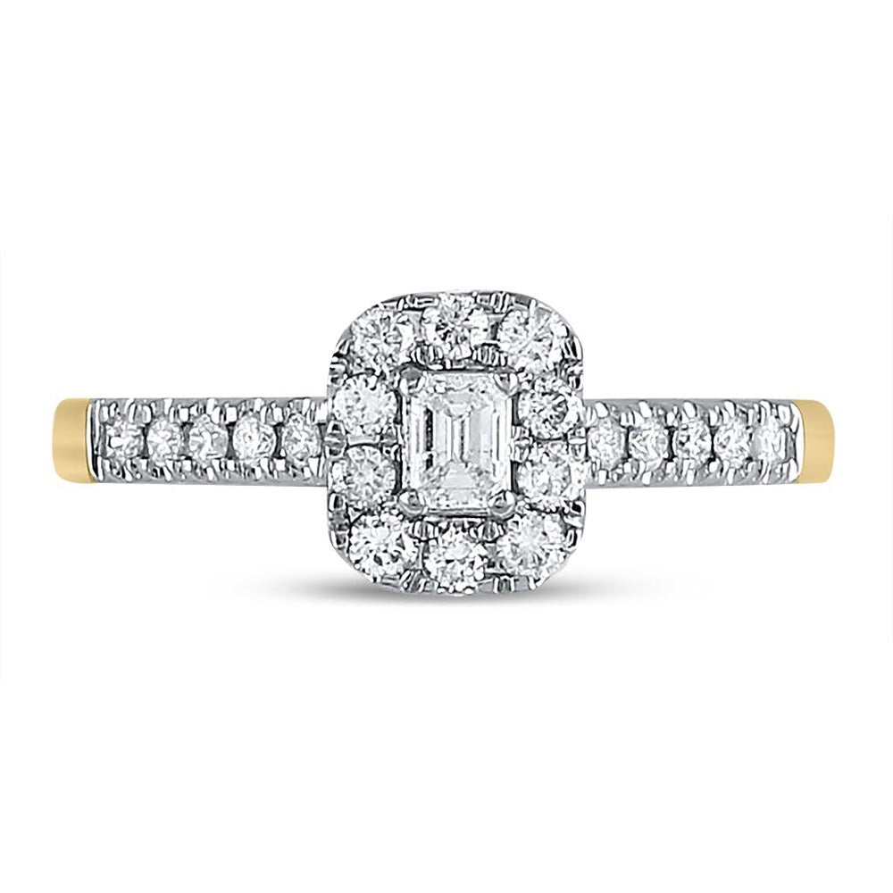 14K Yellow Gold Emerald Diamond Bridal Ring - 1/2 Carat Total Gemstone Weight