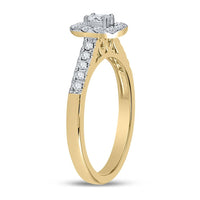 14K Yellow Gold Emerald Diamond Bridal Ring - 1/2 Carat Total Gemstone Weight
