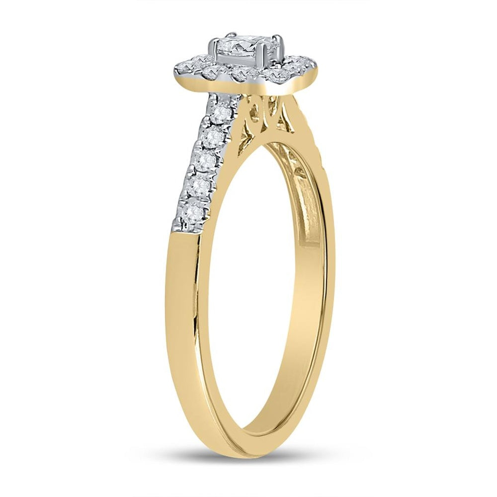 14K Yellow Gold Emerald Diamond Bridal Ring - 1/2 Carat Total Gemstone Weight