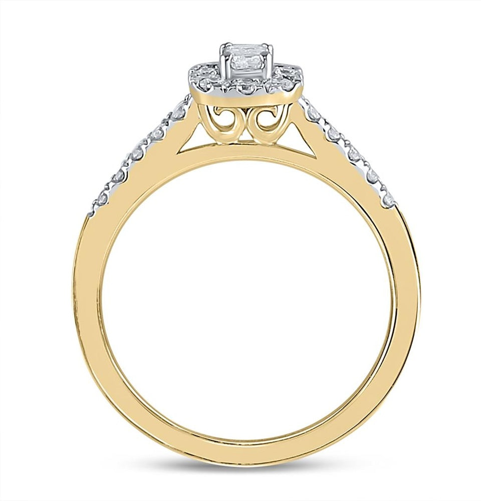 14K Yellow Gold Emerald Diamond Bridal Ring - 1/2 Carat Total Gemstone Weight