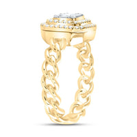 14K Yellow Gold Emerald Diamond Ring - 1/2 Carat Total Diamond Weight