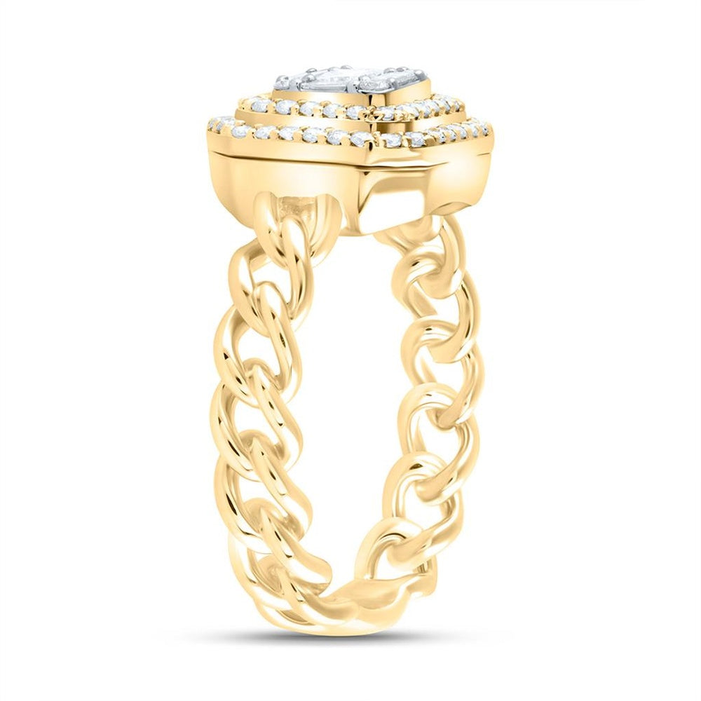 14K Yellow Gold Emerald Diamond Ring - 1/2 Carat Total Diamond Weight