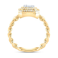 14K Yellow Gold Emerald Diamond Ring - 1/2 Carat Total Diamond Weight