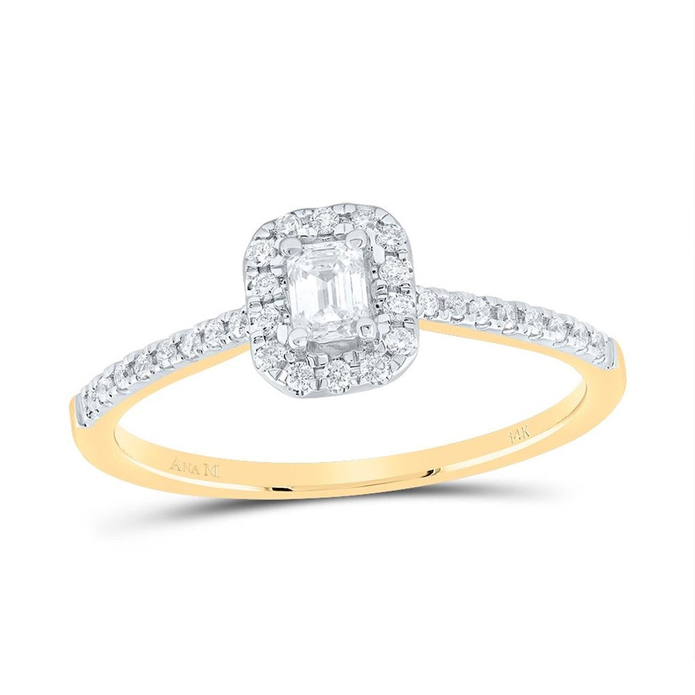 14K Yellow Gold Emerald Diamond Ring - 1/3 Carat Total Gemstone Weight
