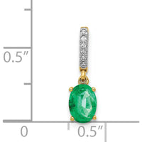 14K Yellow Gold Emerald Pendant with Round Diamonds - 0.71 Carat Emerald, 0.03 Carat Total Diamond Weight by Lumare Gioia