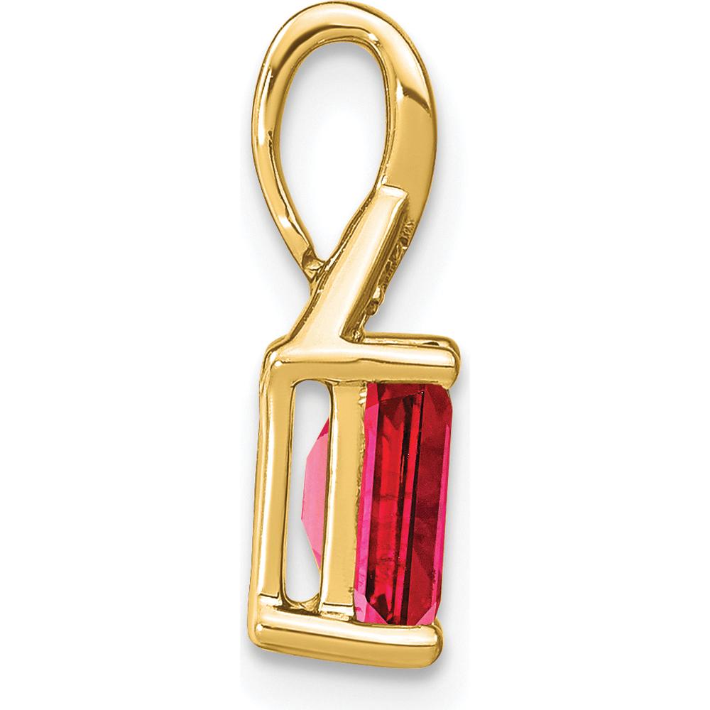 14K Yellow Gold Emerald-shape Ruby and Diamond Pendant - 1.006 Carat Total Gem Weight by Lumare Gioia