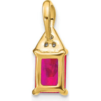 14K Yellow Gold Emerald-shape Ruby and Diamond Pendant - 1.006 Carat Total Gem Weight by Lumare Gioia