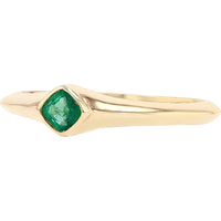 14K Yellow Gold Emerald Solitaire Ring - 0.16 Carat Emerald