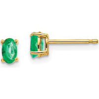 14K Yellow Gold Emerald Stud Earrings - 0.25 Carat Total Emerald Weight by Monteluci Fine Jewelry