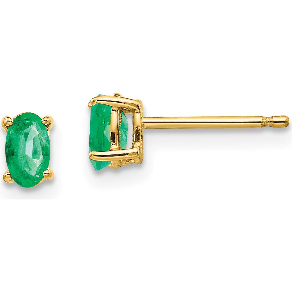14K Yellow Gold Emerald Stud Earrings - 0.25 Carat Total Emerald Weight by Monteluci Fine Jewelry