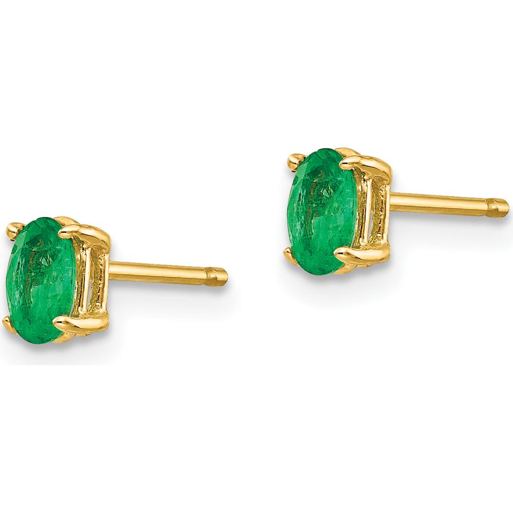 14K Yellow Gold Emerald Stud Earrings - 0.25 Carat Total Emerald Weight by Monteluci Fine Jewelry