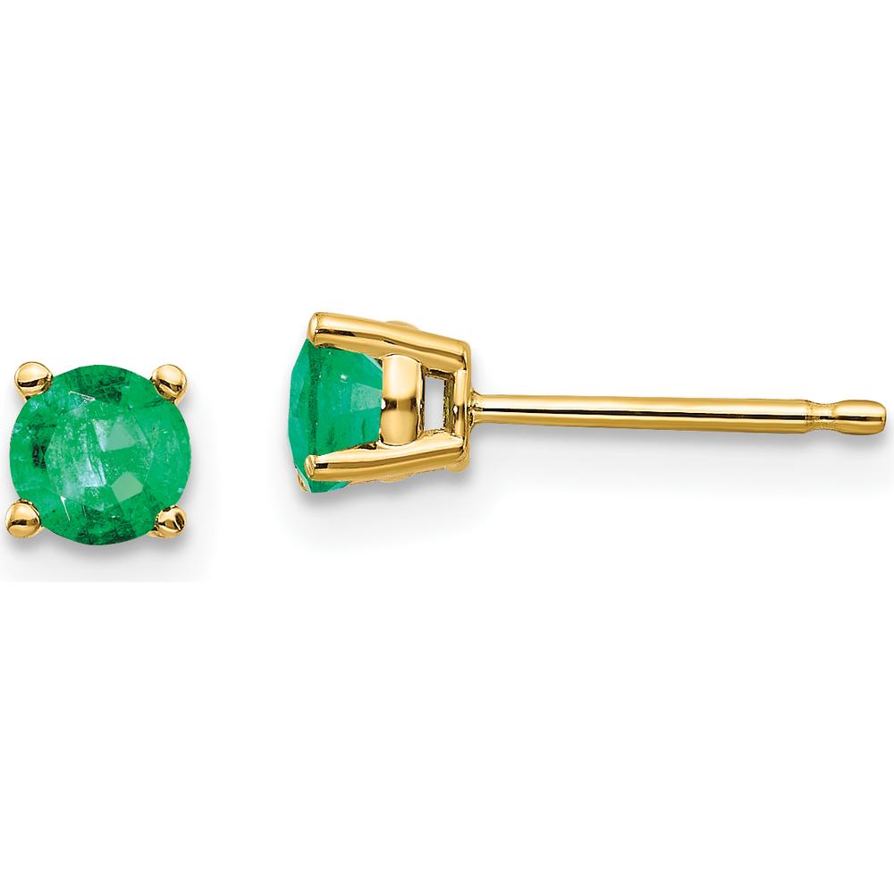 14K Yellow Gold Emerald Stud Earrings - 0.28 Carat Total Emerald Weight by Monteluci Fine Jewelry