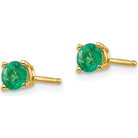 14K Yellow Gold Emerald Stud Earrings - 0.28 Carat Total Emerald Weight by Monteluci Fine Jewelry