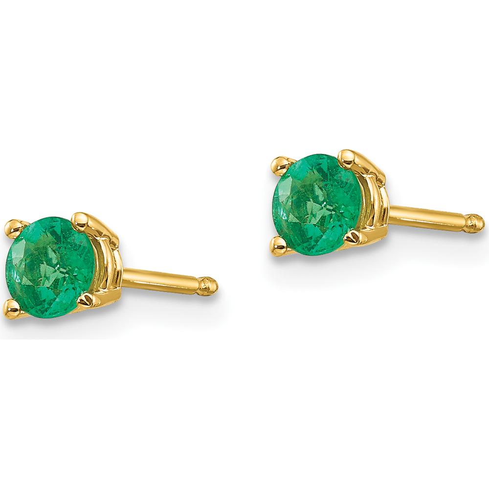 14K Yellow Gold Emerald Stud Earrings - 0.28 Carat Total Emerald Weight by Monteluci Fine Jewelry