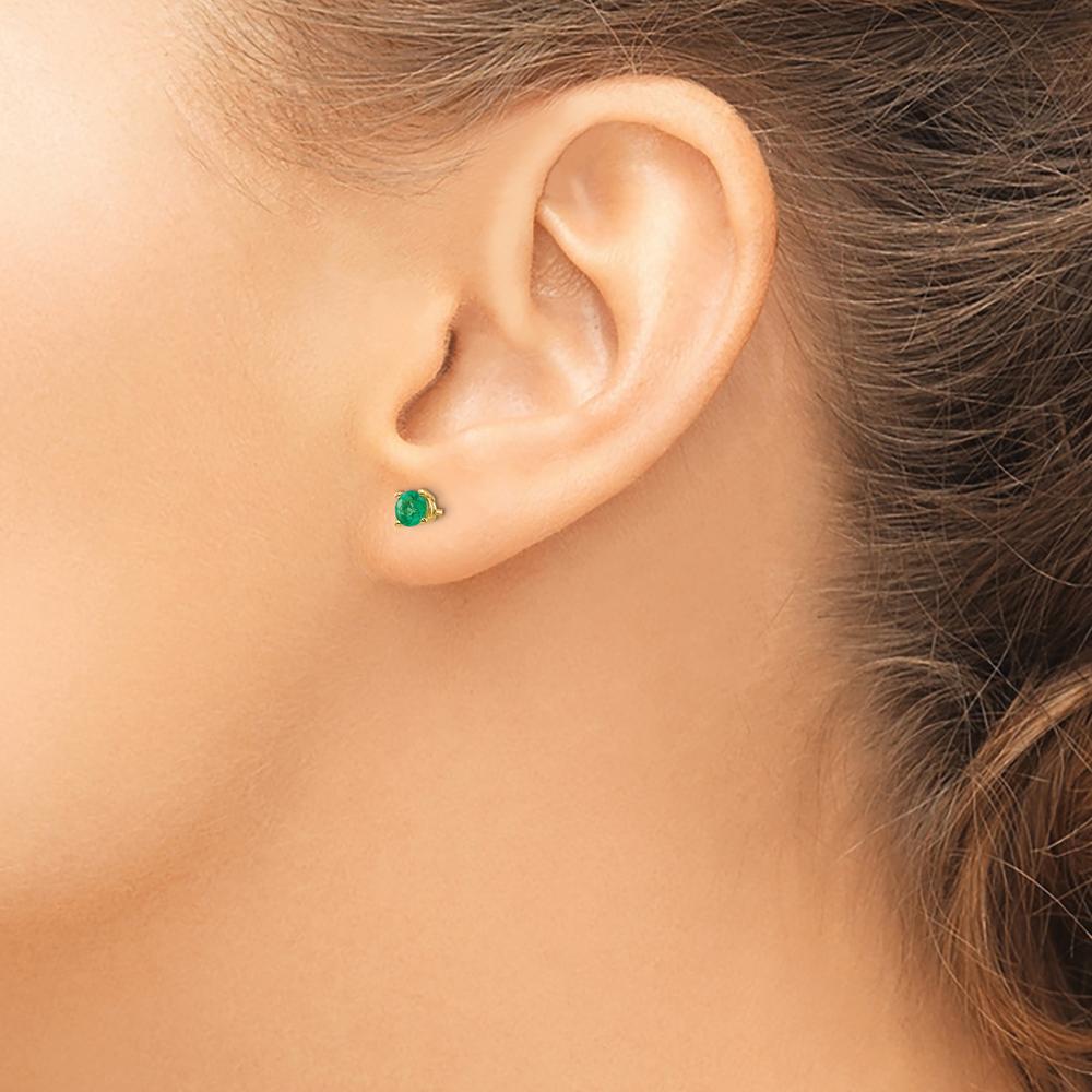 14K Yellow Gold Emerald Stud Earrings - 0.28 Carat Total Emerald Weight by Monteluci Fine Jewelry