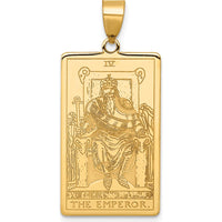 14K Yellow Gold Emperor Tarot Card Pendant - Intricately Engraved with Regal Symbolism by Oro Pregiato