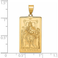 14K Yellow Gold Emperor Tarot Card Pendant - Intricately Engraved with Regal Symbolism by Oro Pregiato