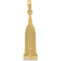 14K Yellow Gold Empire State Building Pendant - Solid Textured Landmark Charm 32mm by Oro Pregiato