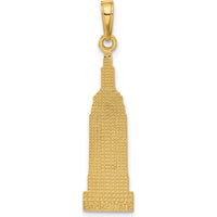 14K Yellow Gold Empire State Building Pendant - Solid Textured Landmark Charm 32mm by Oro Pregiato