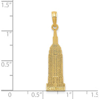 14K Yellow Gold Empire State Building Pendant - Solid Textured Landmark Charm 32mm by Oro Pregiato