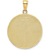 14K Yellow Gold Enamel Beach Scene Round Disc Charm with Sun and Palm Tree Design by Oro Pregiato