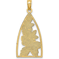 14K Yellow Gold Enamel Bumblebee and Flower Triangle Pendant Charm - Hand-Painted Design by Oro Pregiato