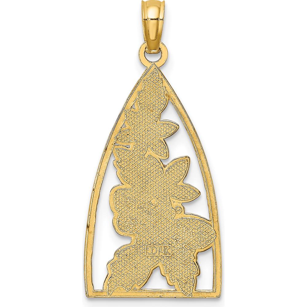 14K Yellow Gold Enamel Bumblebee and Flower Triangle Pendant Charm - Hand-Painted Design by Oro Pregiato