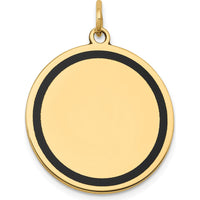 14K Yellow Gold Enamel Circular Engravable Disc Charm - Polished Finish by Oro Pregiato