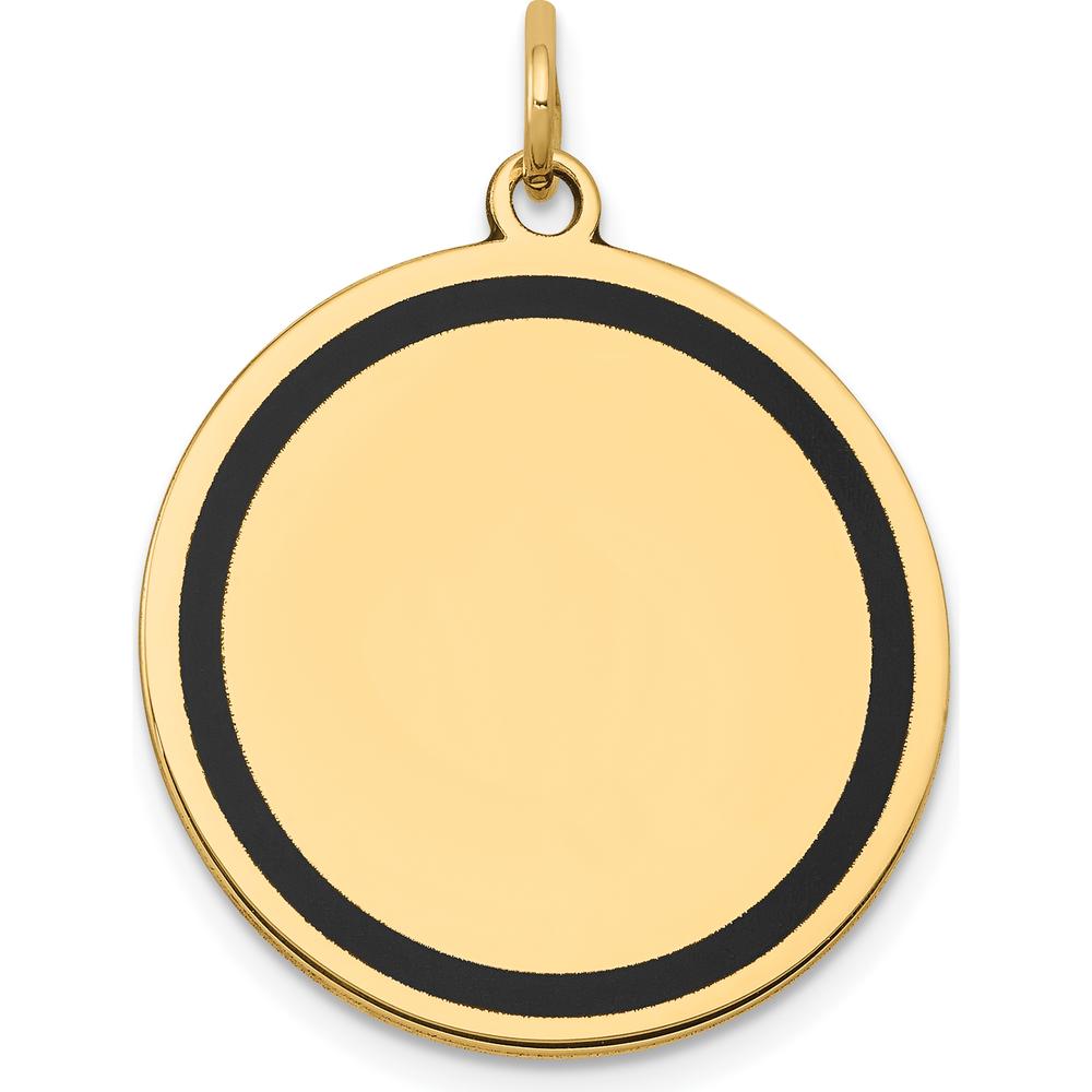 14K Yellow Gold Enamel Circular Engravable Disc Charm - Polished Finish by Oro Pregiato