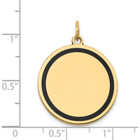 14K Yellow Gold Enamel Circular Engravable Disc Charm - Polished Finish by Oro Pregiato