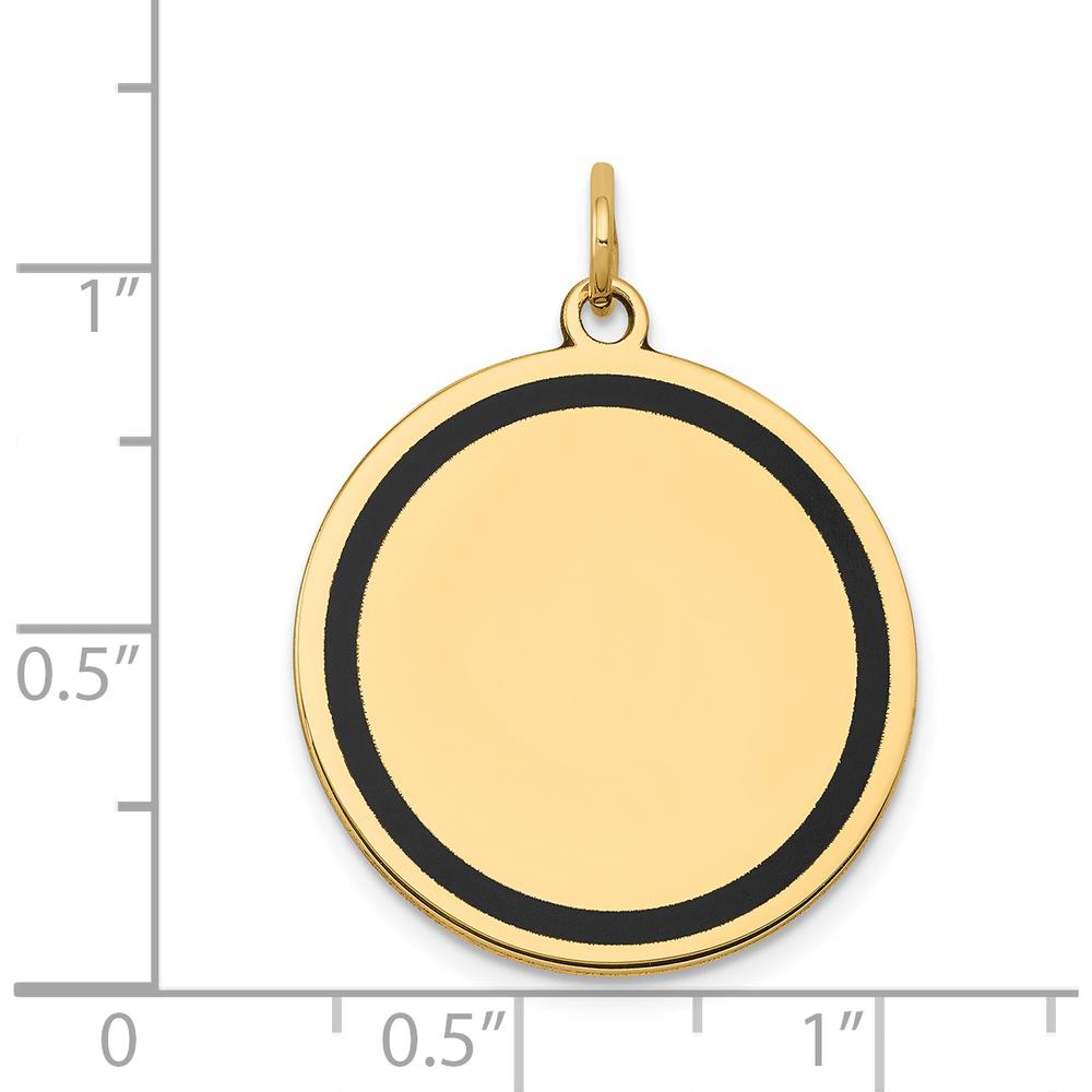 14K Yellow Gold Enamel Circular Engravable Disc Charm - Polished Finish by Oro Pregiato