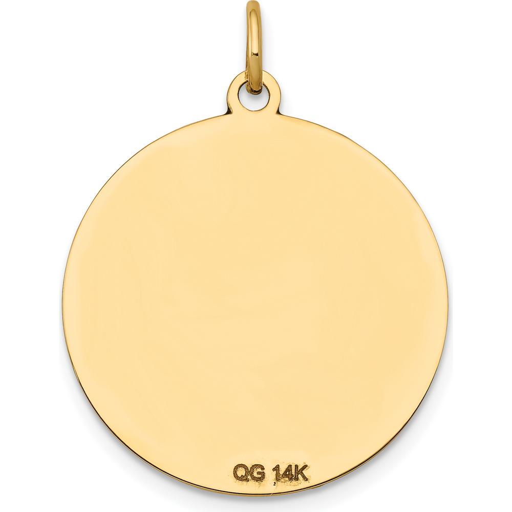 14K Yellow Gold Enamel Circular Engravable Disc Charm - Polished Finish by Oro Pregiato