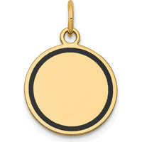 14K Yellow Gold Enamel Circular Engravable Disc Charm with Polished Back - 21.13mm Length by Oro Pregiato
