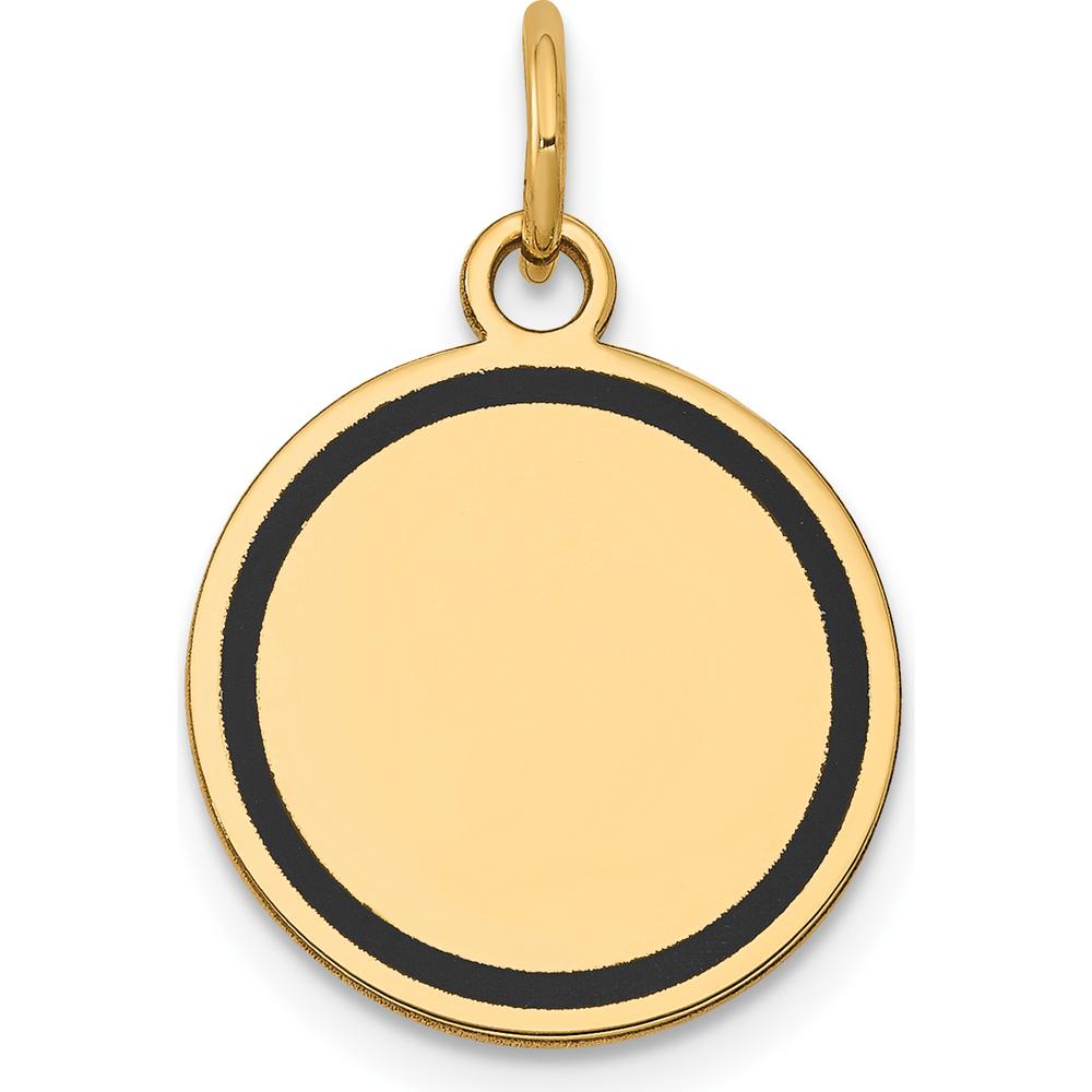 14K Yellow Gold Enamel Circular Engravable Disc Charm with Polished Back - 21.13mm Length by Oro Pregiato