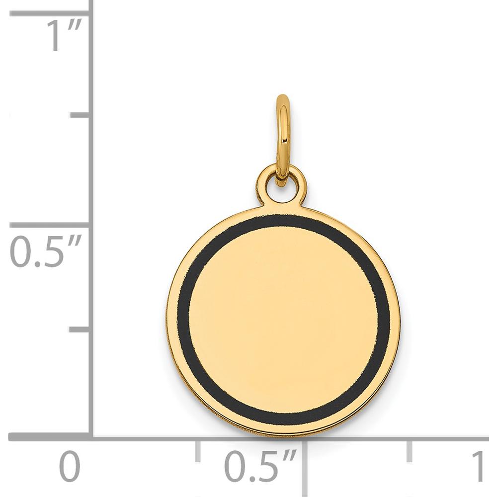 14K Yellow Gold Enamel Circular Engravable Disc Charm with Polished Back - 21.13mm Length by Oro Pregiato